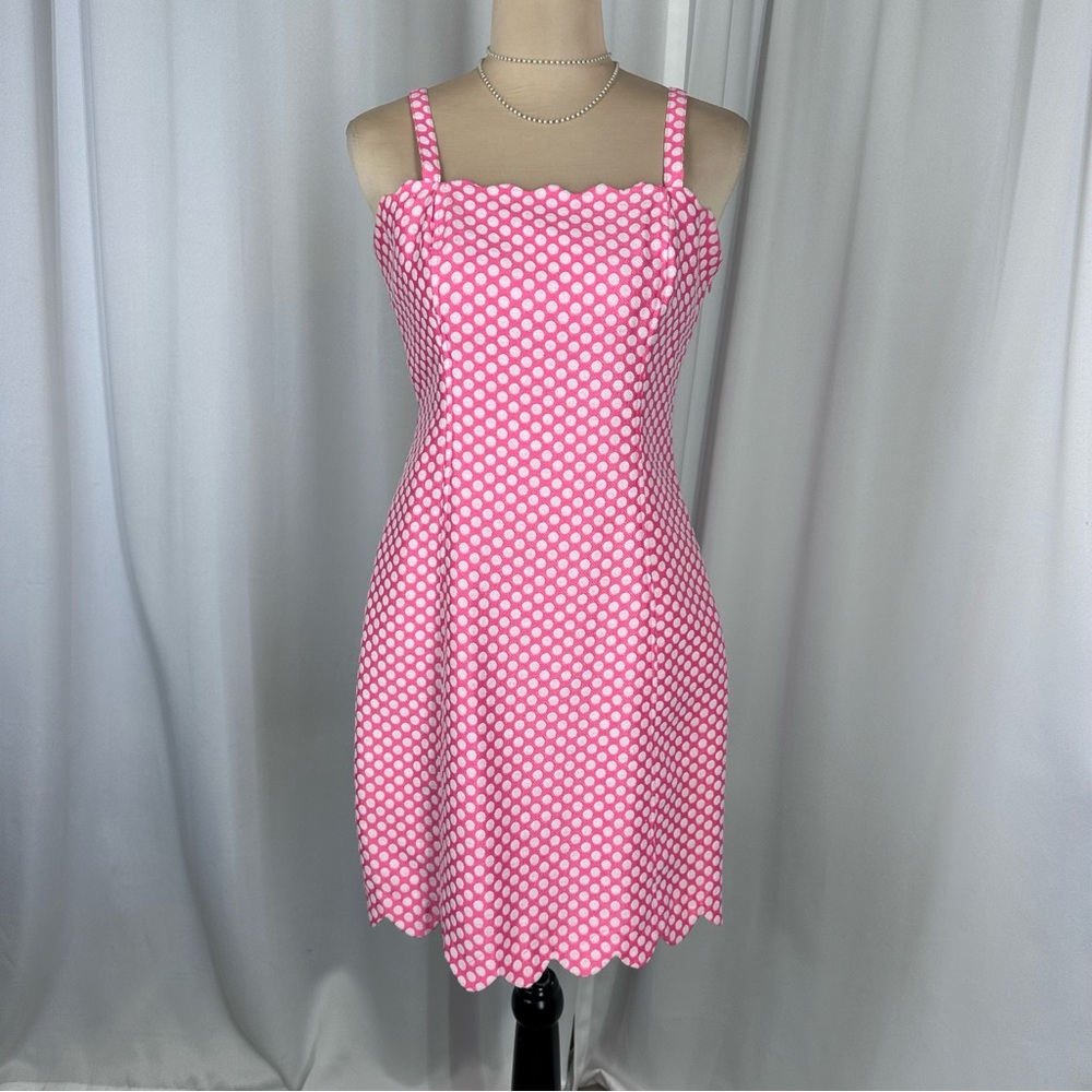 I Heart‎ Ronson Scalloped Hem Dress Sz 4 Pink White Polka Dots Girlhoodcore
